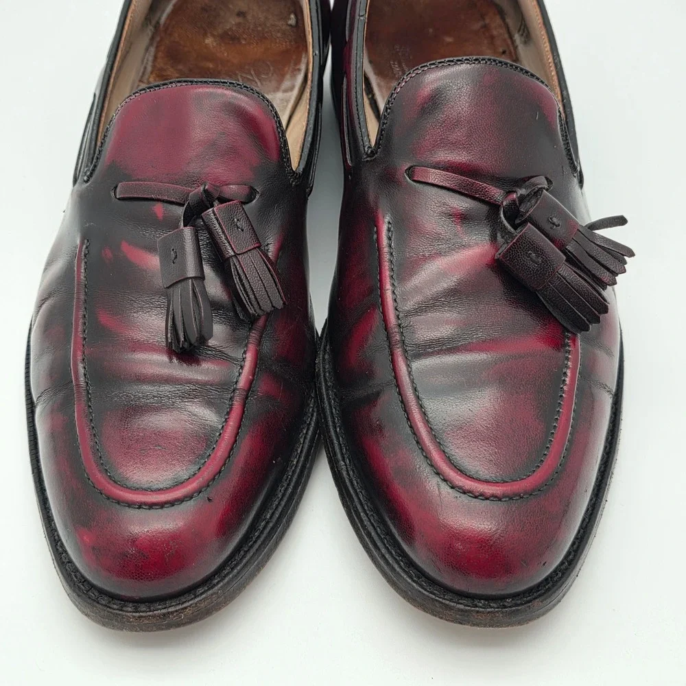 Johnston & Murphy Heritage Vintage Tassel Loafers Mens 9.5 C Oxblood Leather USA